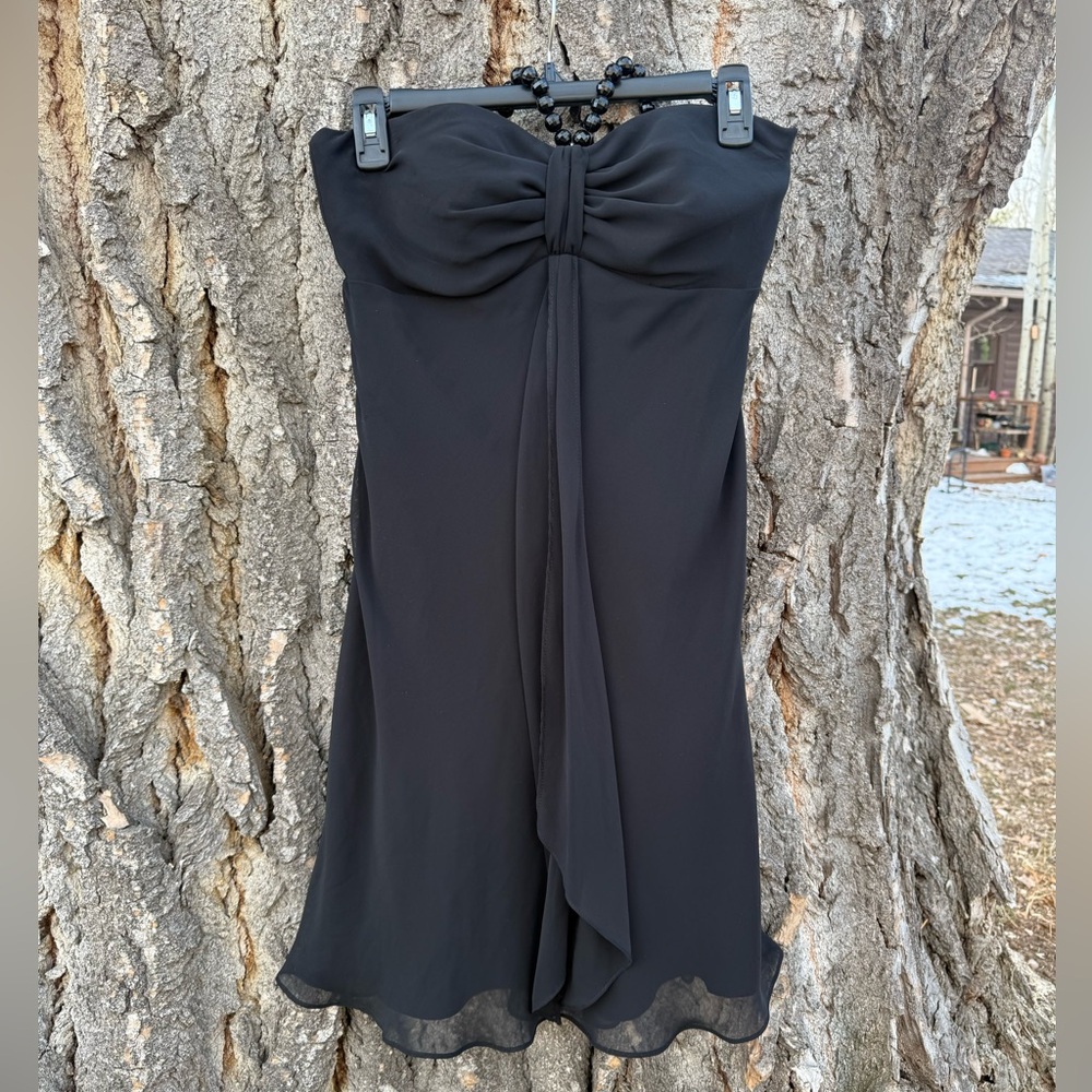 WHBM strapless beaded necklace halter Elegant Black dress